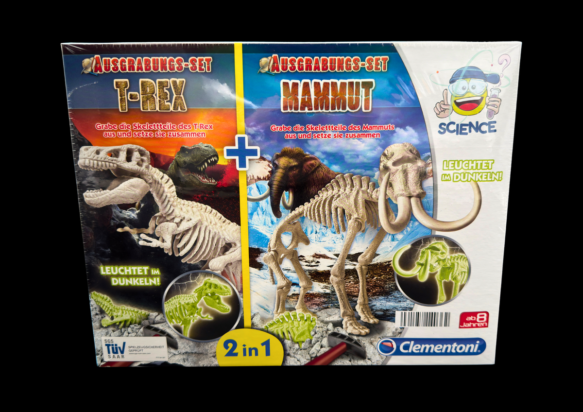 T. rex und Mammut Ausgrabungs-Set mit Leuchteffekt, Spielzeug ab 8 Jahren