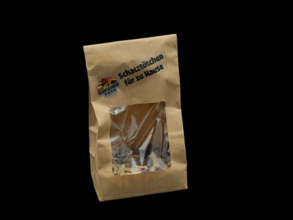 Schatztütchen mit Haifischzähnen und Trommelsteinen